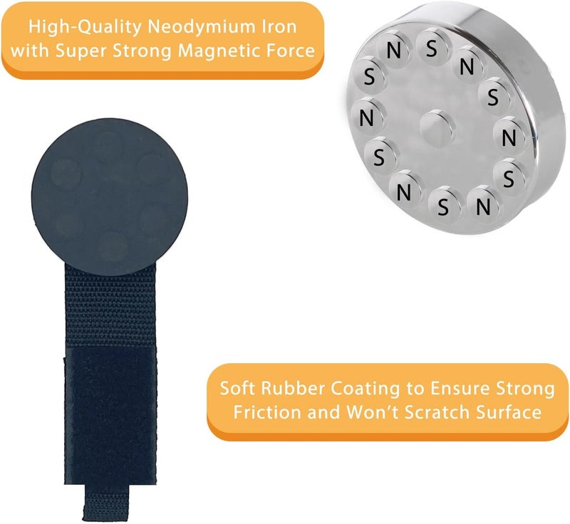Juformin Heavy Duty Magnetic Hook, Magnetic Tool Holder, Magnetic Garage Hooks, Extension Cord Strap for Cable, Rope, Wire Storage in Garage,Workshop,RV,Pick-up(Dia.3.46" Magnet * 2Pcs) - Image 4